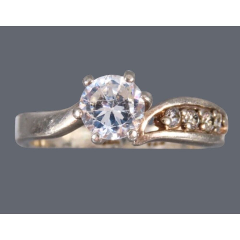 SETA Sterling Silver Ring WEDDING OR NOT! Clear CZ SOLITAIRE w/Side Stones SZ 7